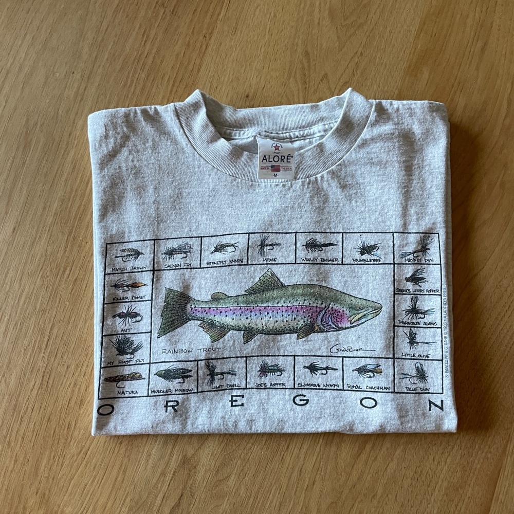 Vintage 90s Single Stitch Trout Tee Oregon Fishing